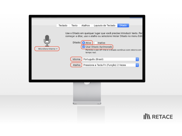 Ícone de microfone no MacOs.